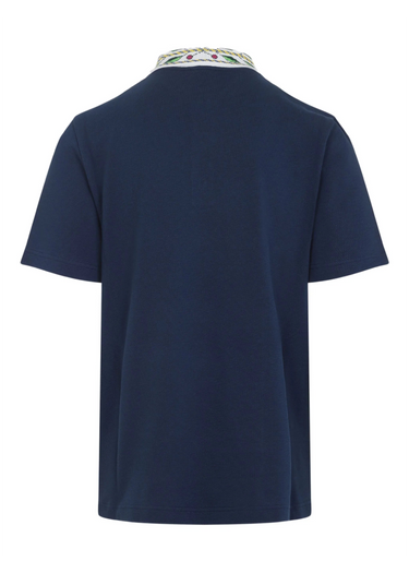 Casablanca Laurel Pique Short Sleeve "Navy Blue"