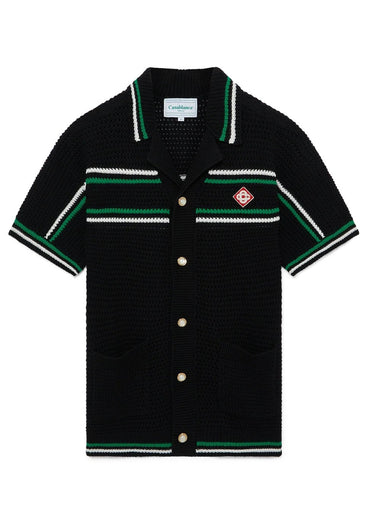 Casablanca Crocheted cotton tennis shirt "Black"