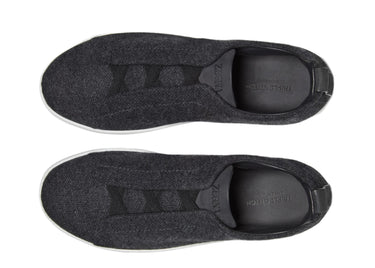 Zegna Triple Stitch Canvas Slip-On Sneakers "Black"
