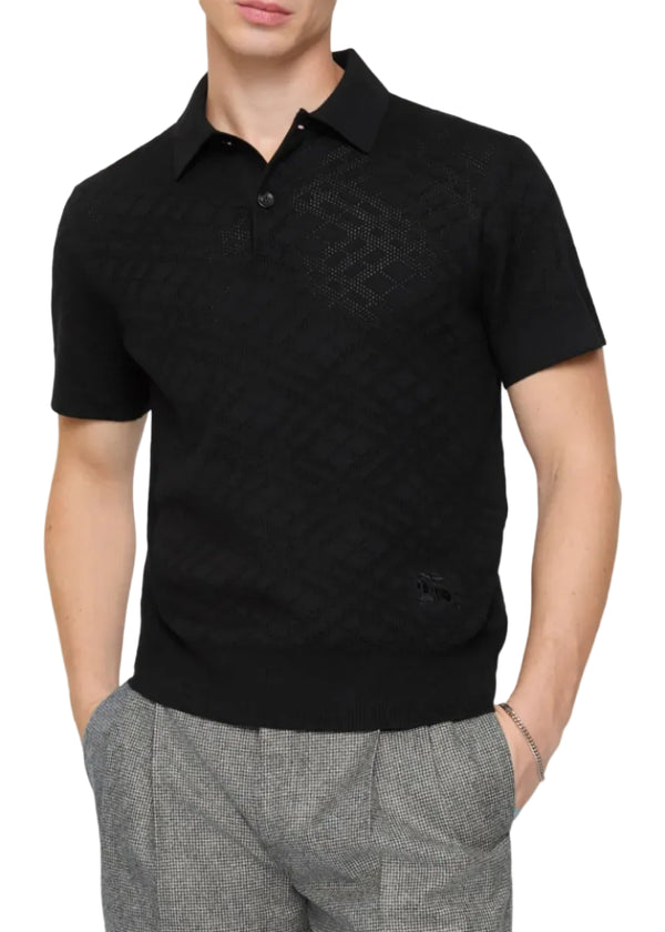 Burberry Check Wool Polo Shirt "Black"