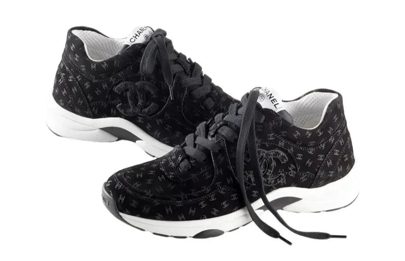 Chanel Suede Trainer Printed CC Black