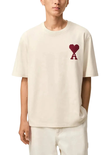 AMI Paris Ami de Coeur T-shirt "Beige / Red"