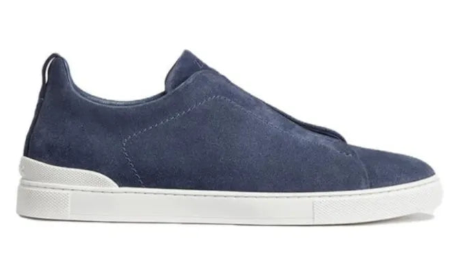 Zegna Triple Stitch™ Suede Workwear Blue Sneakers