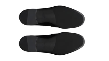 PRADA Plaque Loafer Black Saffino Leather