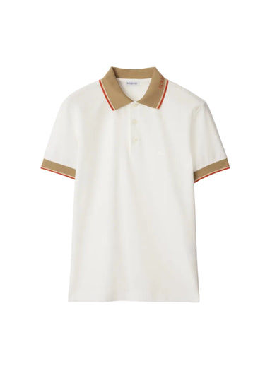 Burberry Logo Collar Cotton Polo Shirt "Chalk White"