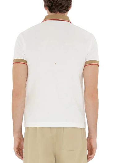 Burberry Logo Collar Cotton Polo Shirt "Chalk White"