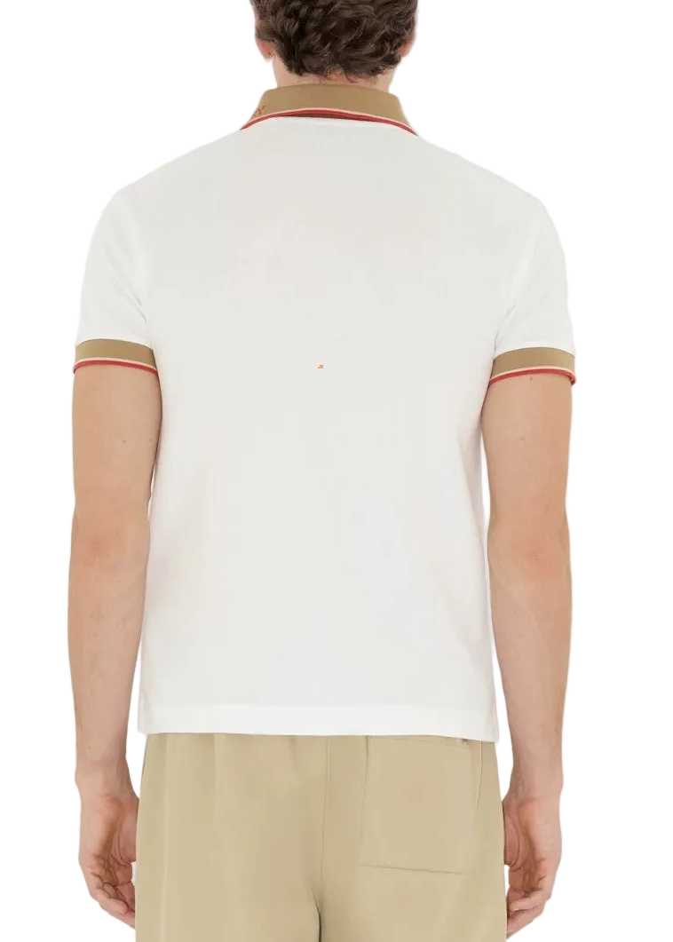 Burberry Logo Collar Cotton Polo Shirt "Chalk White"