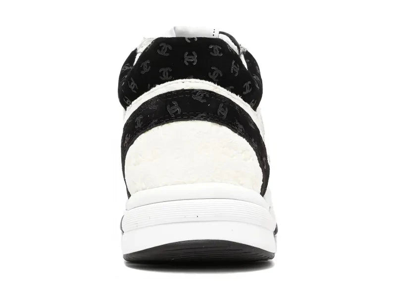 Chanel Suede Trainer Printed CC Black White