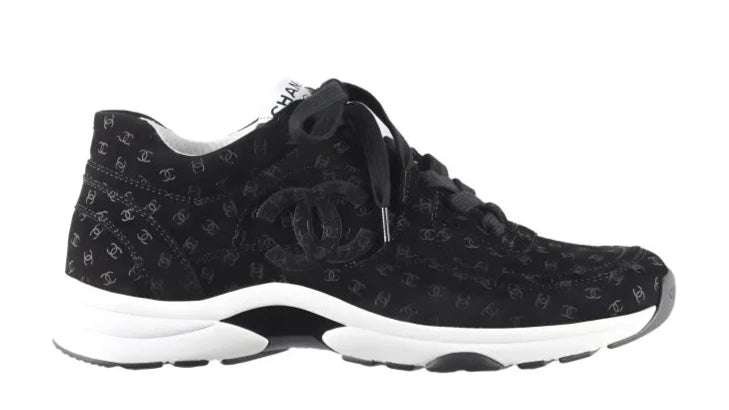 Chanel Suede Trainer Printed CC Black