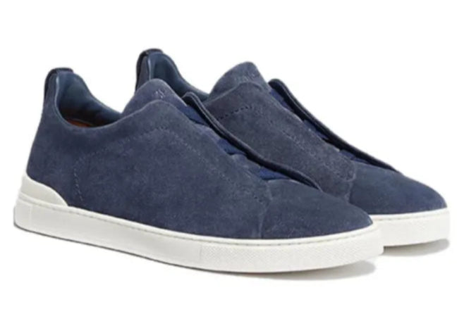 Zegna Triple Stitch™ Suede Workwear Blue Sneakers