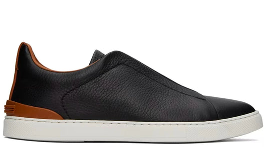 ZEGNA Black & Brown Deerskin Triple Stitch Sneakers