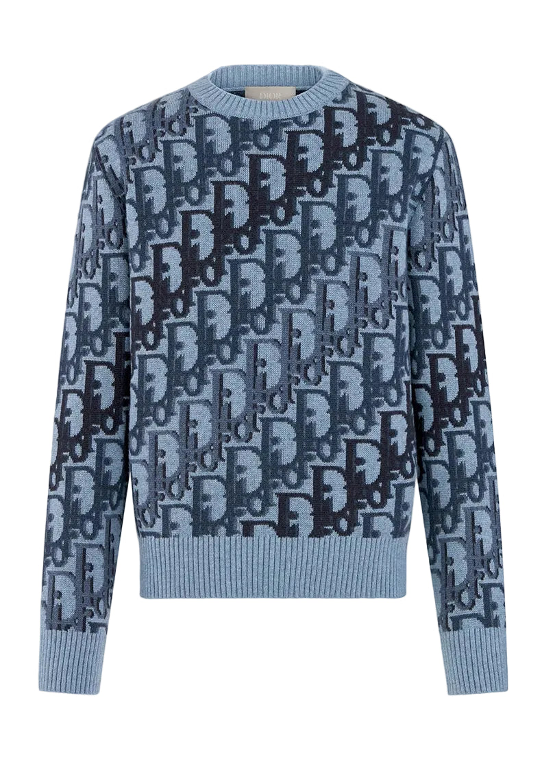 Dior Oblique Sweater "Blue Wool Jacquard"