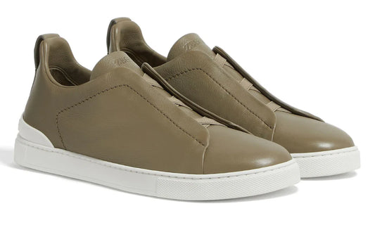 Zegna Triple Stitch leather sneakers "olive green"