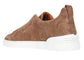 Zegna Triple Stitch Sneakers in Tobacco Brown Suede Calfskin