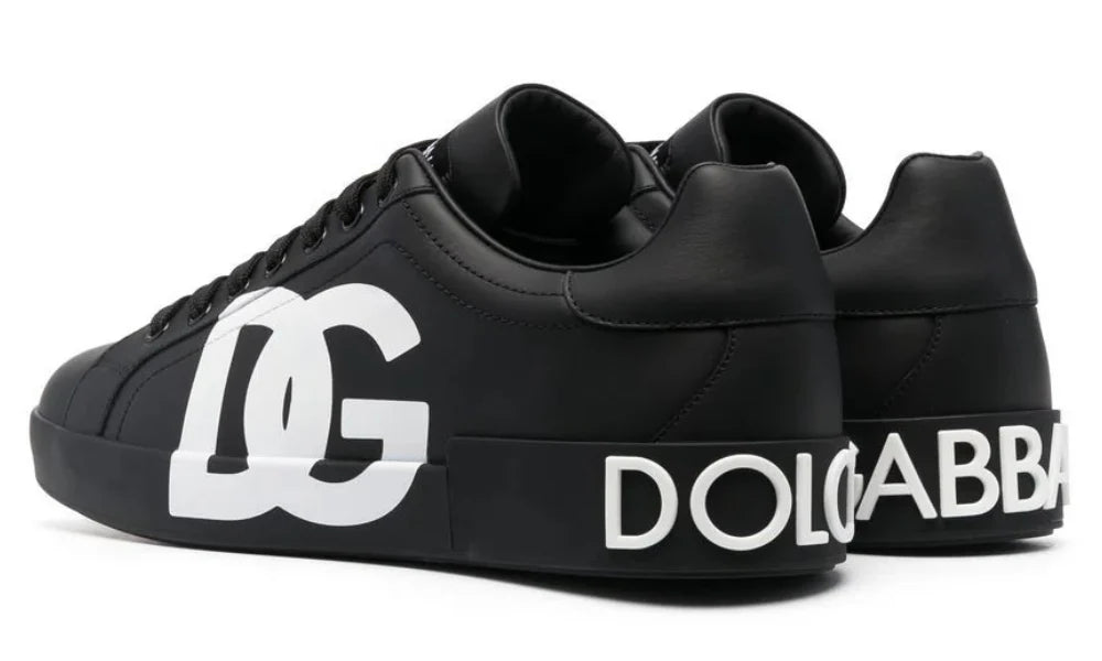 Dolce & Gabbana Calfskin Nappa Portofino Sneakers With DG Logo Print