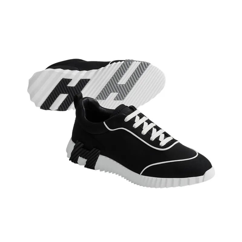 HERMES Bouncing Casual Shoes Men Low-Top Black White