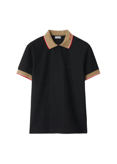 Burberry Logo Collar Cotton Polo Shirt "Black"