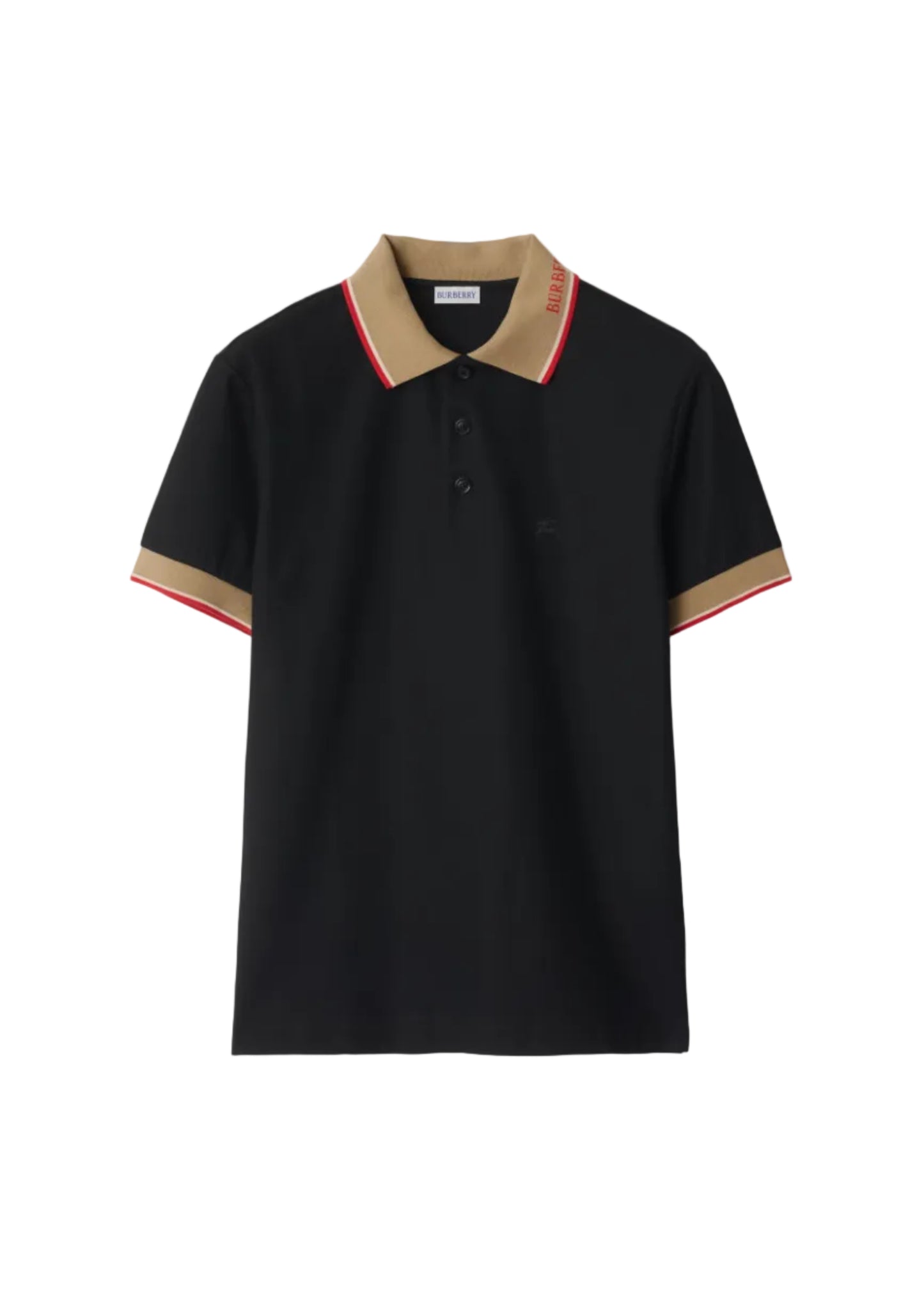 Burberry Logo Collar Cotton Polo Shirt "Black"