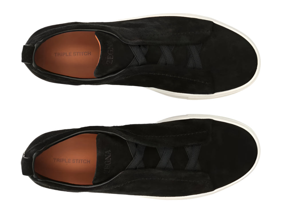 ZEGNA Triple Stitch panelled suede low-top trainers