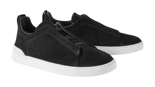 ZEGNA Triple Stitch panelled suede low-top trainers