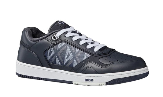 B27 LOW-TOP SNEAKER Navy Blue Smooth Calfskin and CD Diamond Canvas