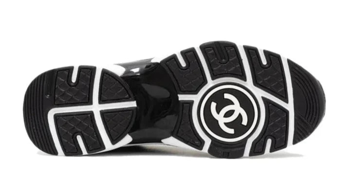 Chanel Suede Trainer Printed CC Black White