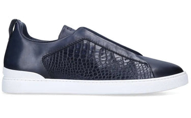 Zegna Crocodile Leather Triple Stitch "Navy Blue"