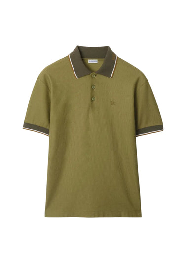 Burberry Logo Collar Cotton Polo Shirt "Estate Green"