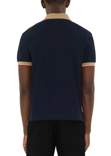 Burberry Logo Collar Cotton Polo Shirt "Navy"