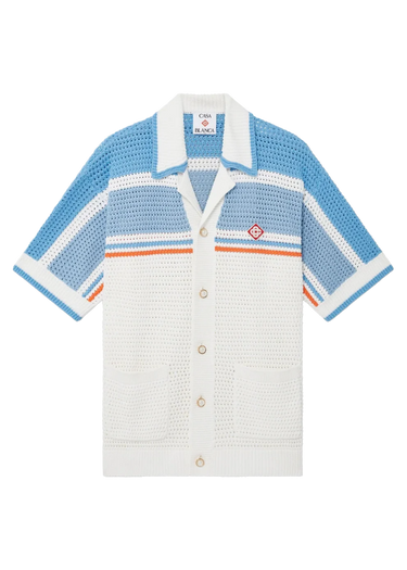 Casablanca Crocheted cotton tennis shirt "Blue"