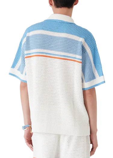 Casablanca Crocheted cotton tennis shirt "Blue"