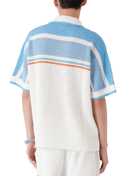 Casablanca Crocheted cotton tennis shirt "Blue"