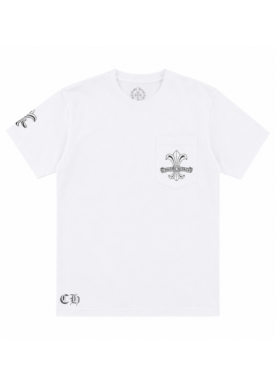 Chrome Hearts Fleur Scroll Logo Tee "White"