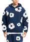 Denim Tears Cotton Floral Print Navy Blue Hoodie