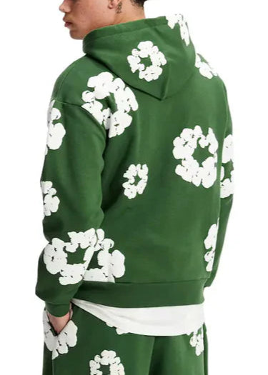 Denim Tears Cotton Wreath Print Green Hoodie