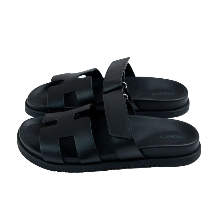 HERMES CHYPRE SANDALS "BLACK LEATHER"