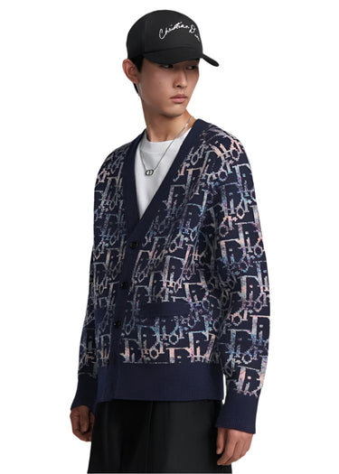 Dior Oblique Cardigan Blue Wool Jacquard