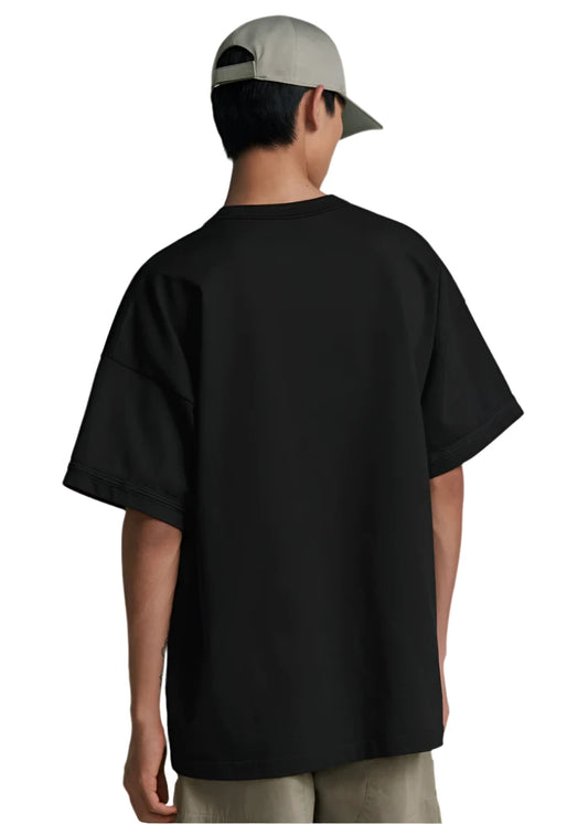 Dior And Stone Island T-Shirt, Oversized Fit Black Cotton Jersey