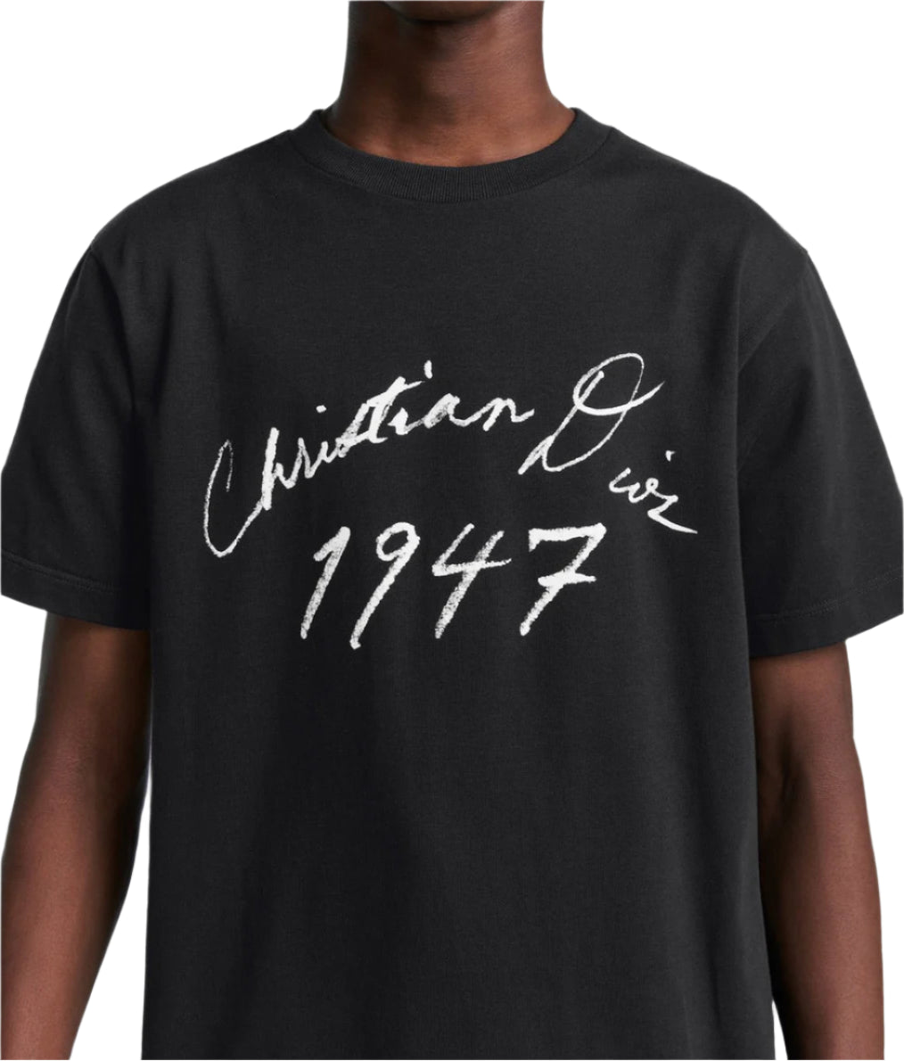 Handwritten Christian Dior Relaxed-Fit T-Shirt Black Cotton Jersey