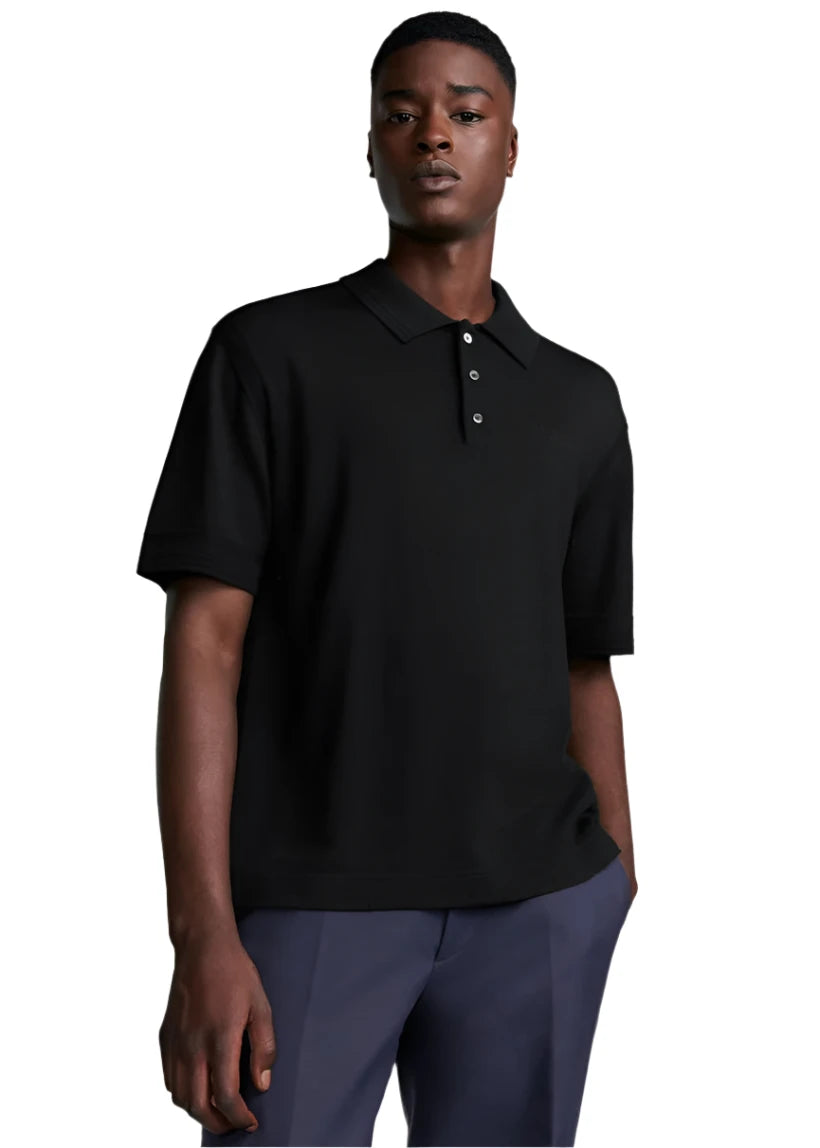 Christian Dior Couture Polo Shirt Black Virgin Wool Jersey