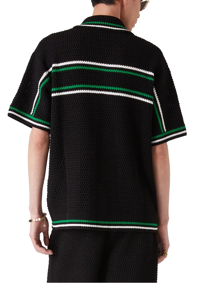 Casablanca Crocheted cotton tennis shirt "Black"