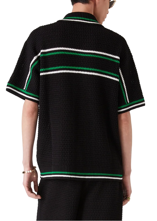 Casablanca Crocheted cotton tennis shirt "Black"