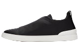 ZEGNA Black Leather Triple Stitch Sneakers