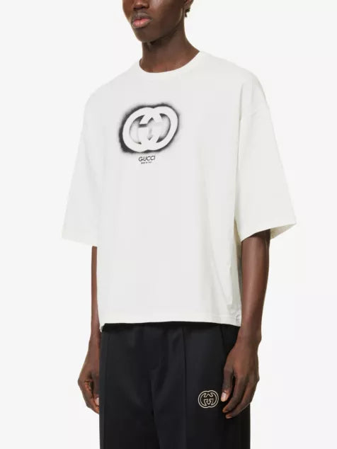 GUCCI Brand-print boxy-fit cotton-jersey T-shirt