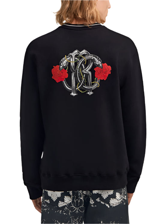 Roberto Cavalli ROSES REGULAR FIT CREWNECK - Sweatshirt - black