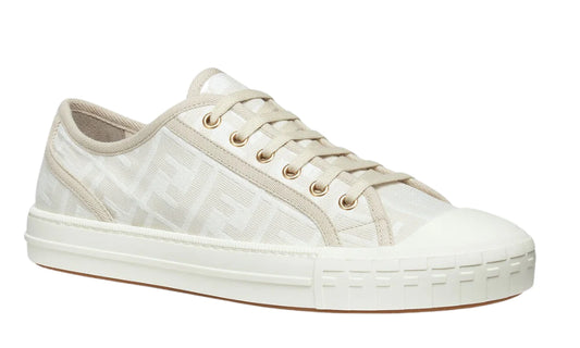 Fendi Domino White Fabric Low-Tops