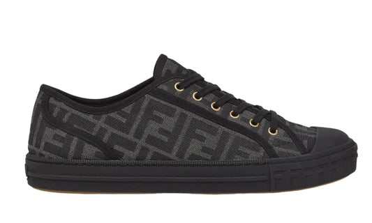 Fendi Domino Black Fabric Low-Tops