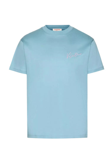 Valentino Light Blue T-Shirt With Vlogo Signature Print Men