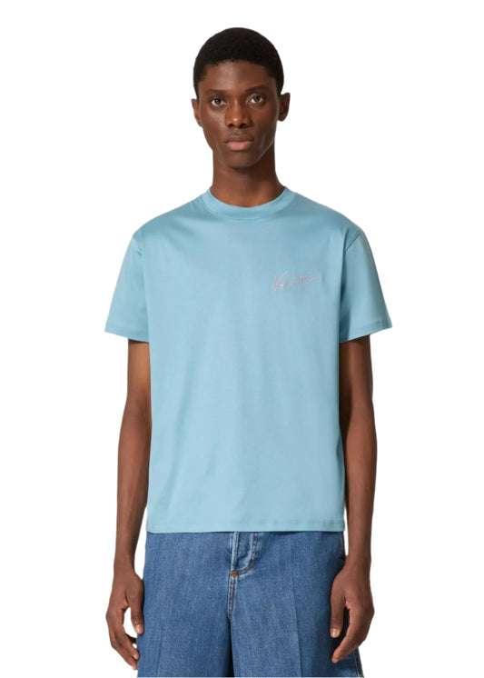 Valentino Light Blue T-Shirt With Vlogo Signature Print Men