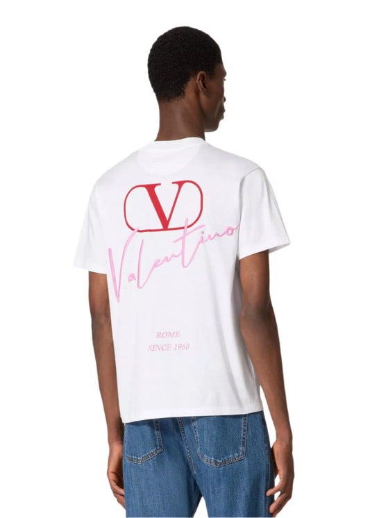 Valentino White T-Shirt With Vlogo Signature Print Men